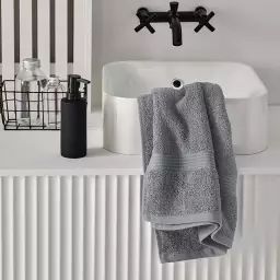 Maxi drap de bain uni en coton gris 90×150