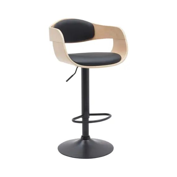 Tabouret de bar ajustable pivotant similicuir Nature / Noir