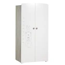 Armoire 2 portes bébé 175x85x56cm en Mélamine Blanc