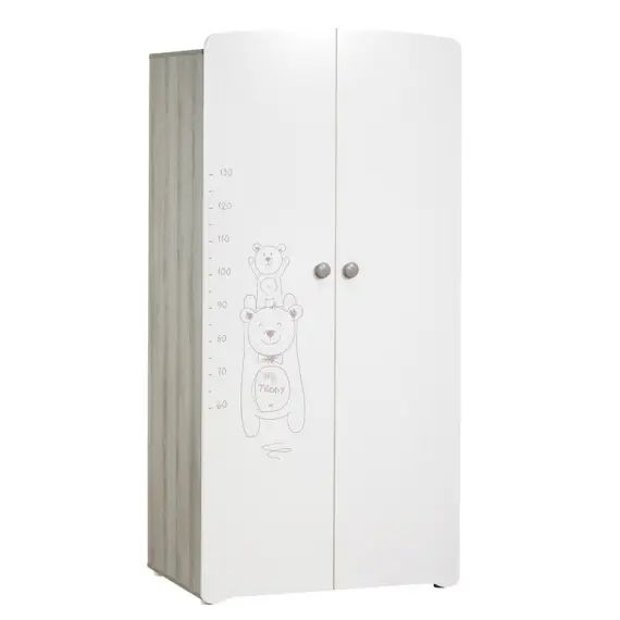 Armoire 2 portes bébé 175x85x56cm en Mélamine Blanc