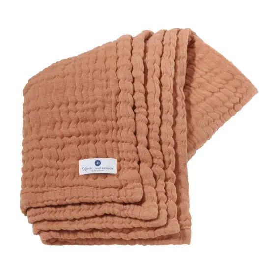 Couverture mousseline bebe en coton caramel 80×80 cm