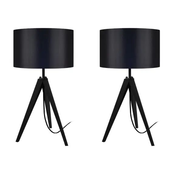 Lampe de chevet bois noir