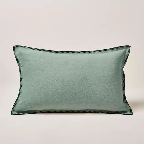 Housse de coussin NINO vert de gris et feston noir – VERT