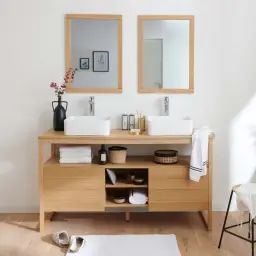 Meuble de salle de bain avec miroirs et vasques carrées