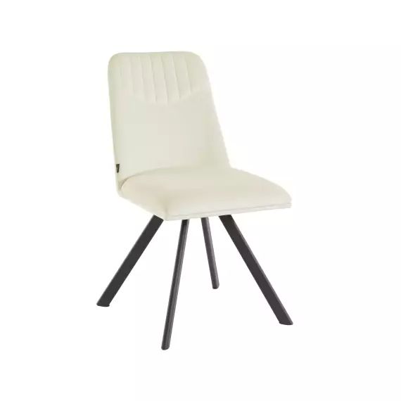 Lot de 2 chaises de salle à manger rembourrées en velours blanc crème