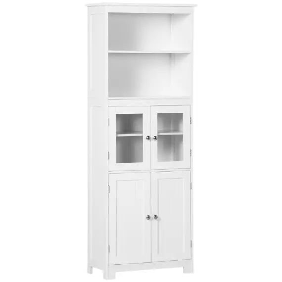 Buffet haut 4 portes avec étagères 2 niches grand plateau blanc