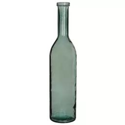 Vase bouteille en verre recyclé vert H100
