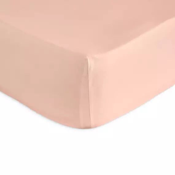 Drap housse en percale de coton PURE 200×200+28 cm corail