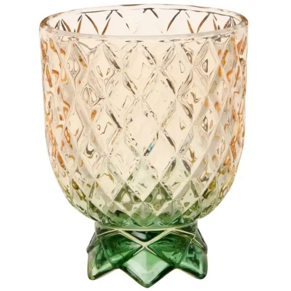 Gobelet à pied ananas en verre jaune et vert