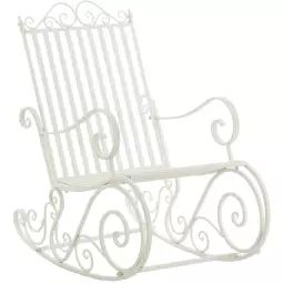 Chaise à bascule d’extérieur en métal Blanc