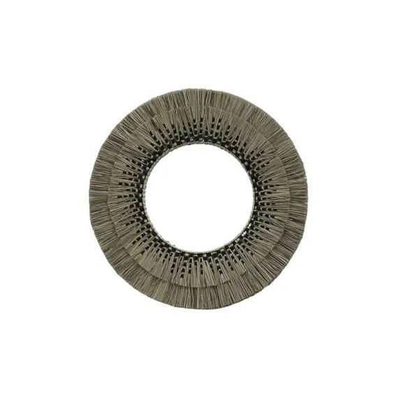 Miroir rond en paille de mendong beige