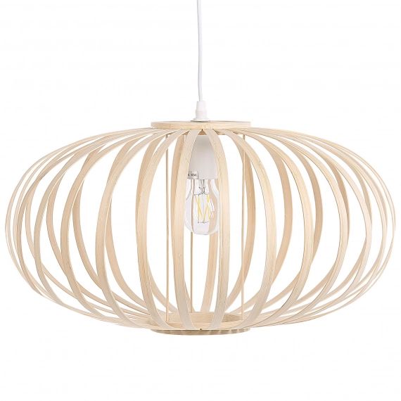 Lampe suspension ovale en bambou clair