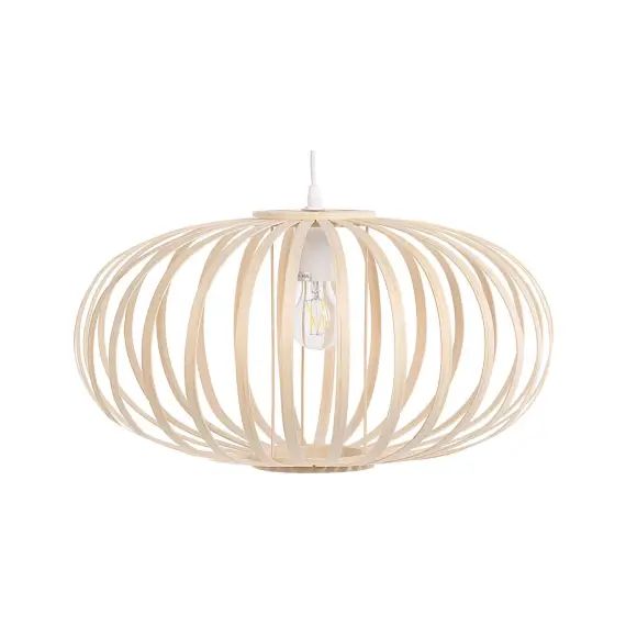 Lampe suspension ovale en bambou clair