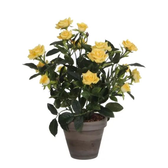 Rosier plantes artificielles jaune en pot H33