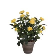 Rosier plantes artificielles jaune en pot H33