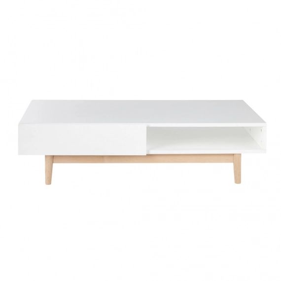 Table basse style scandinave 2 tiroirs blanche Artic
