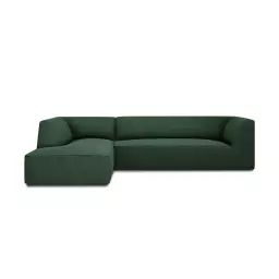 Canapé d’angle gauche 4 places en tissu structurel vert