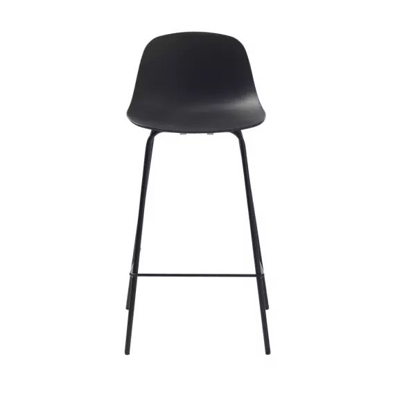 Hel – Lot de 2 chaises de bar en plastique et métal H67,5cm – Couleur – Noir