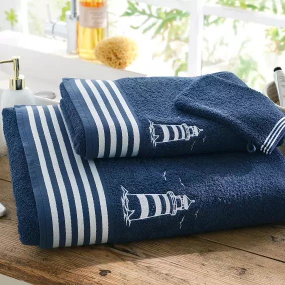 Drap de bain 70×130 bleu marine en coton 450 g/m²