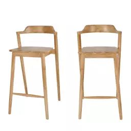 Joko – Lot de 2 chaises de bar en teck H75cm – Couleur – Bois