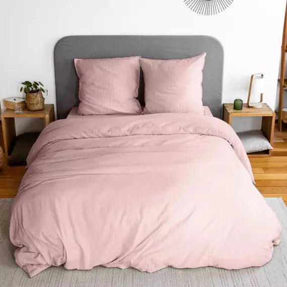 Parure de lit microfibre rose poudré 240 x 220cm