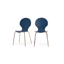Kitsch, lot de 2 chaises, bleu et cuivre