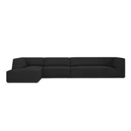 Canapé d’angle gauche 5 places en tissu structurel noir