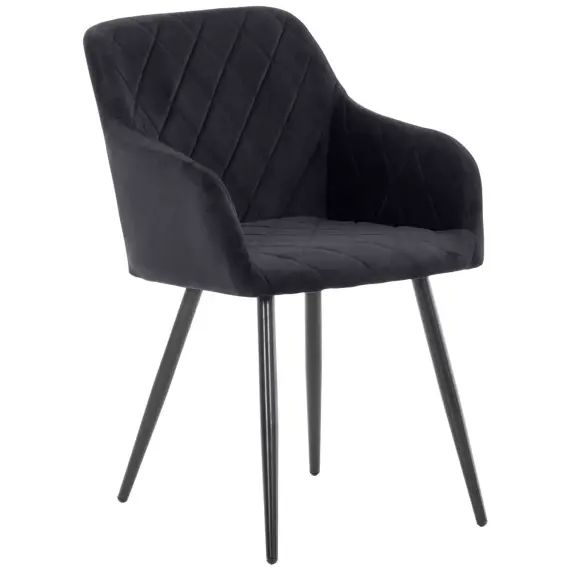 Chaise de salle à manger avec accoudoirs en velours Noir