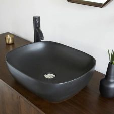 Vasque ovale en céramique noire 49,5