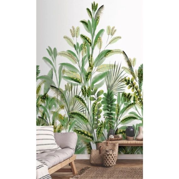 Papier peint panoramique Amazone vert intissé l.159 x H.280 cm