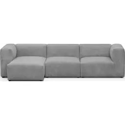 Canapé modulable angle gauche 4 places en velours côtelé gris clair