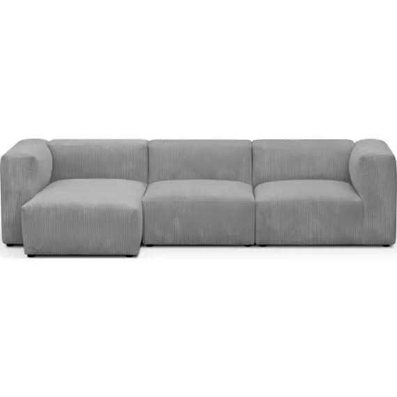 Canapé modulable angle gauche 4 places en velours côtelé gris clair