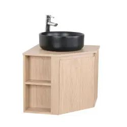Meuble simple vasque décor chêne 45cm+vasque+robinet