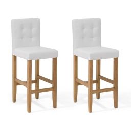 Lot de 2 chaises de bar en simili-cuir blanc crème
