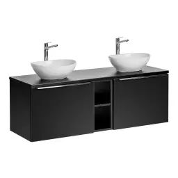 Meuble double vasque 140cm 2 niches noir