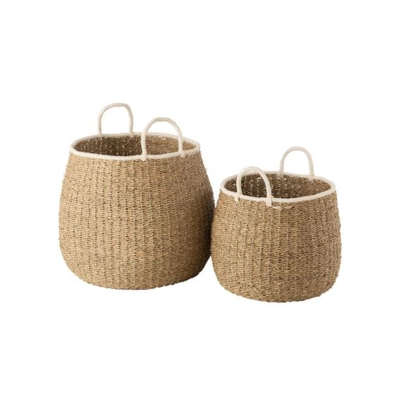 Lot de 2 paniers bords blanc papier marron