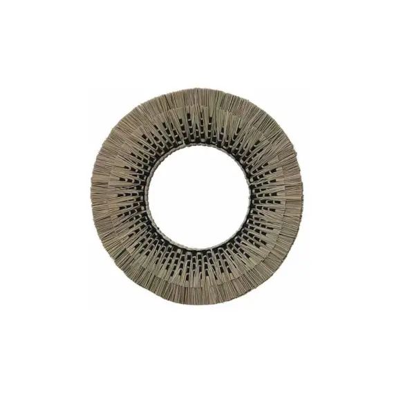 Miroir rond en paille de mendong beige