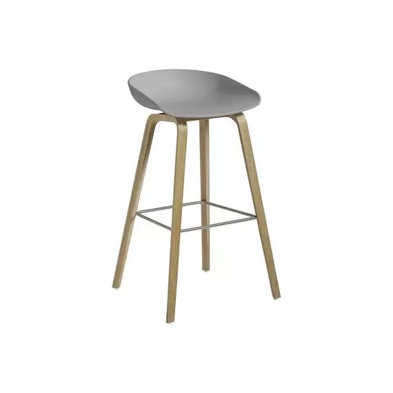 Tabouret de bar About a stool en Plastique, Chêne savonné – Couleur Gris – 50 x 46 x 85 cm – Designer Hee Welling