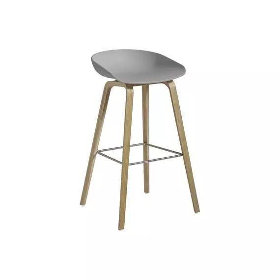 Tabouret de bar About a stool en Plastique, Chêne savonné – Couleur Gris – 50 x 46 x 85 cm – Designer Hee Welling