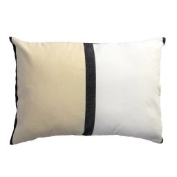 DJERBA – Housse de coussin coton tricolore noir blanc et écru 35 x 50