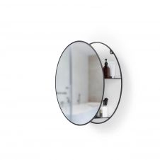 Miroir et étagères de rangement en métal, 51x14cm, noir