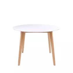 Table à manger en bois D105cm bois clair / blanc