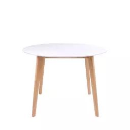 Table à manger en bois D105cm bois clair / blanc