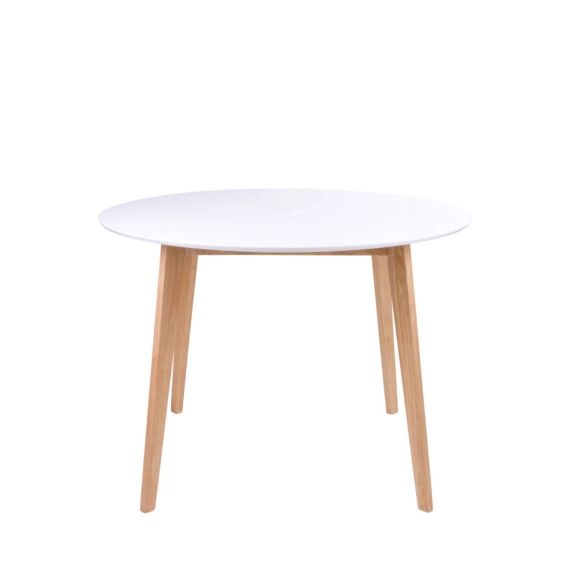 Table à manger en bois D105cm bois clair / blanc