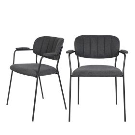 2 chaises avec accoudoirs pieds noirs gris foncé