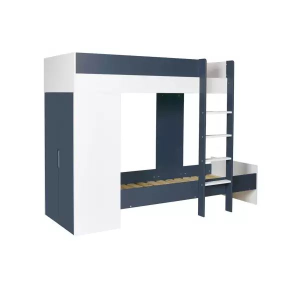 Lit superposé avec armoire 90×190 Blanc Et Bleu