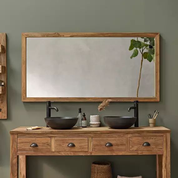 Miroir rectangulaire en bois de teck recyclé AUSTIN 160