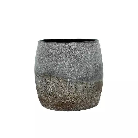 Pot en verre gris taupe H16