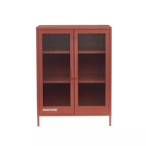 Buffet  terracotta portes en verre cannelé