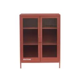 Buffet terracotta portes en verre cannelé